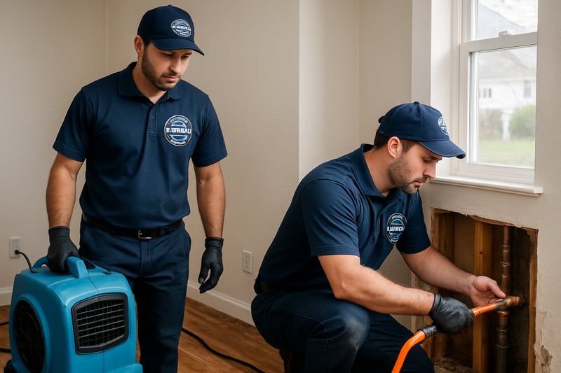 Certified water damage and plumbing technicians at work in Hyattsville, MD Certified water damage and plumbing technicians at work in Hyattsville, MD